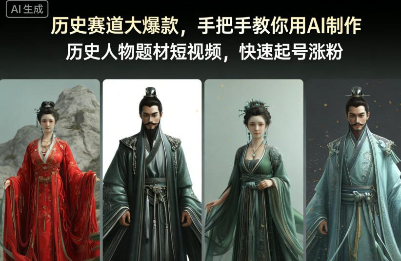 历史赛道大爆款,手把手教你用AI制作历史人物题材短视频,快速起号涨粉——生财有道创业项目网-生财有道