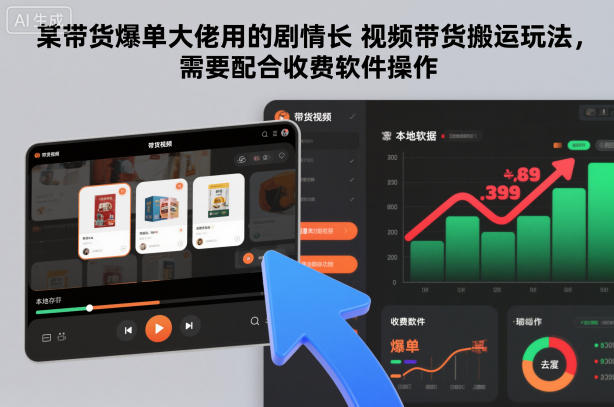 某带货爆单大佬用的剧情长视频带货搬运玩法,需要配合收费软件操作——生财有道创业项目网-生财有道