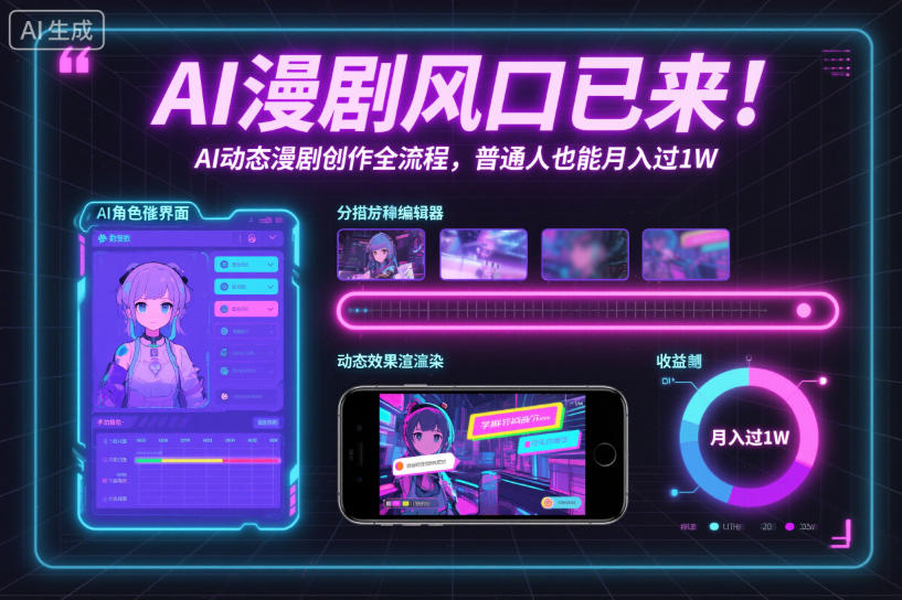 AI漫剧风口已来!AI动态漫剧创作全流程,普通人也能月入过1W——生财有道创业项目网-生财有道