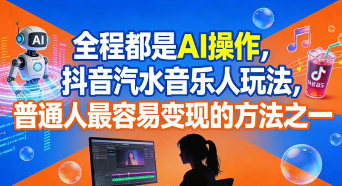 全程都是AI操作,抖音汽水音乐人玩法,普通人最容易变现的方法之一——生财有道创业项目网-生财有道