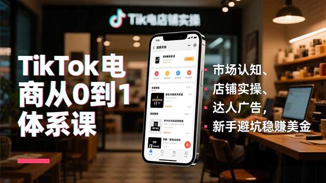 （16818期）TikTok电商从0到1体系课，市场认知、店铺实操、达人广告，新手避坑稳赚美金_生财有道创业项目网-生财有道