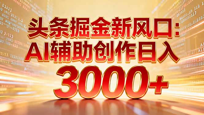 （16923期）头条掘金新风口：AI辅助创作日入3000+，矩阵玩法当天启动隔天见效_生财有道创业项目网-生财有道