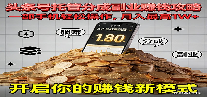 全程托管今日头条,一部手机就可以开干,最高躺赚1W+_生财有道创业网-生财有道