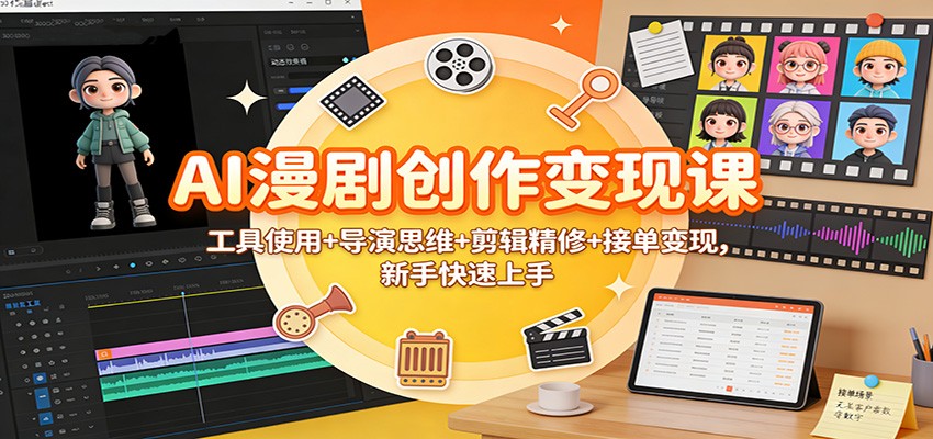 AI漫剧创作变现课:工具使用+导演思维+剪辑精修+接单变现,新手快速上手_生财有道创业网-生财有道