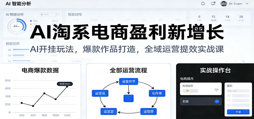 AI淘系电商盈利新增长，AI开挂玩法，爆款作品打造，全域运营提效实战课_生财有道创业网-生财有道