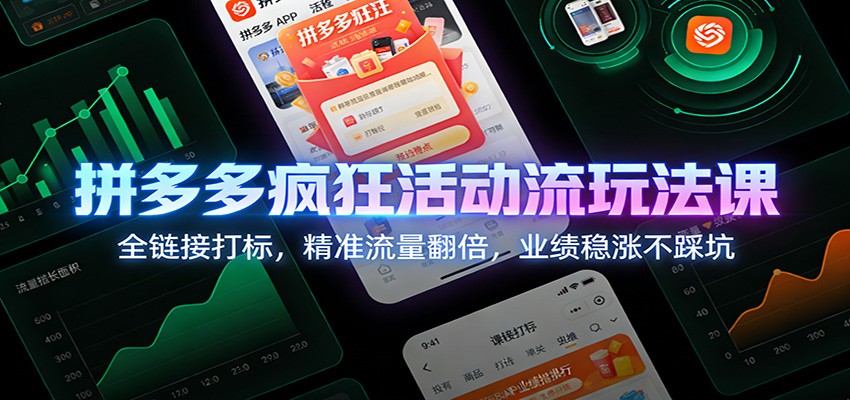 拼多多疯狂活动流玩法课：全链接打标，精准流量翻倍，业绩稳涨不踩坑_生财有道创业网-生财有道