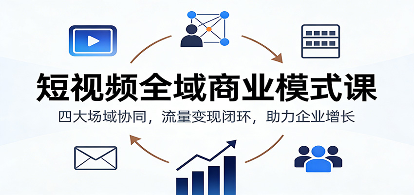 短视频全域商业模式课：四大场域协同，流量变现闭环，助力企业增长_生财有道创业网-生财有道