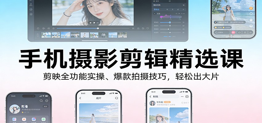 手机摄影剪辑精选课：剪映全功能实操、爆款拍摄技巧，轻松出大片_生财有道创业网-生财有道