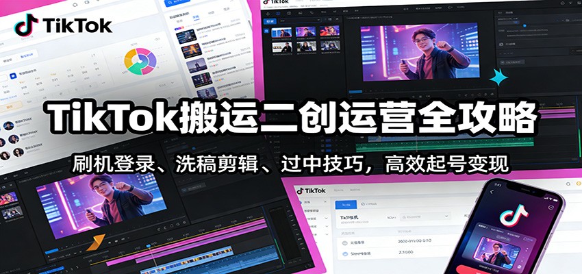 TikTok搬运二创运营全攻略：刷机登录、洗稿剪辑 、过中技巧，高效起号变现_生财有道创业网-生财有道