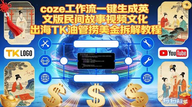 Coze扣子工作流一键生成英文版民间故事视频，文化出海TK油管捞美金拆解教程——生财有道创业项目网-生财有道