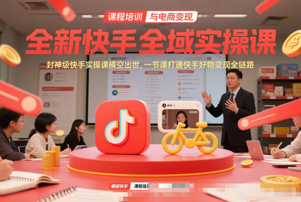 全新快手全域实操课，封神级快手实操课横空出世，一节课打通快手好物变现全链路——生财有道创业项目网-生财有道