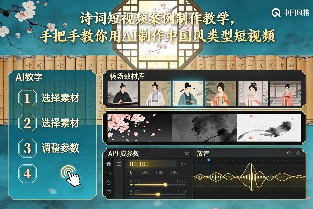 古诗词短视频案例制作教学，手把手教你用AI制作中国风类型短视频——生财有道创业项目网-生财有道
