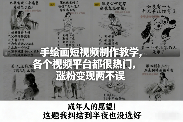 图片[1]-手绘画短视频制作教学，各个视频平台都很热门，涨粉变现两不误——生财有道创业项目网-生财有道