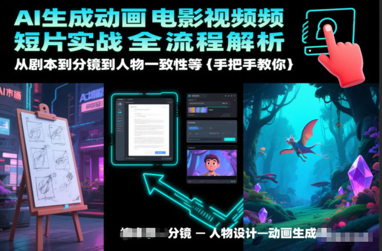 AI生成动画电影视频短片实战全流程解析，从剧本到分镜到人物一致性等手把手教你——生财有道创业项目网-生财有道