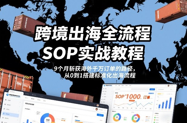跨境出海全流程全盘托出SOP实战教程，9个月斩获海外千万订单的路径，从0到1搭建标准化出海流程——生财有道创业项目网-生财有道