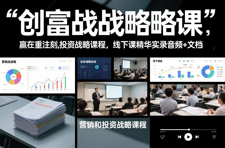 创富战略课，赢在重注时刻，营销和投资战略课程，线下课精华实录音频+文档——生财有道创业项目网-生财有道