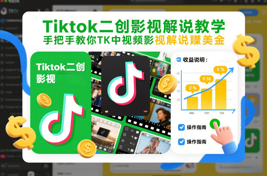 Tiktok二创影视解说教学，手把手教你TK中视频影视解说賺美金（更新26年1月）——生财有道创业项目网-生财有道