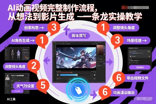 AI动画视频完整制作流程，从想法到影片生成一条龙实操教学——生财有道创业项目网-生财有道