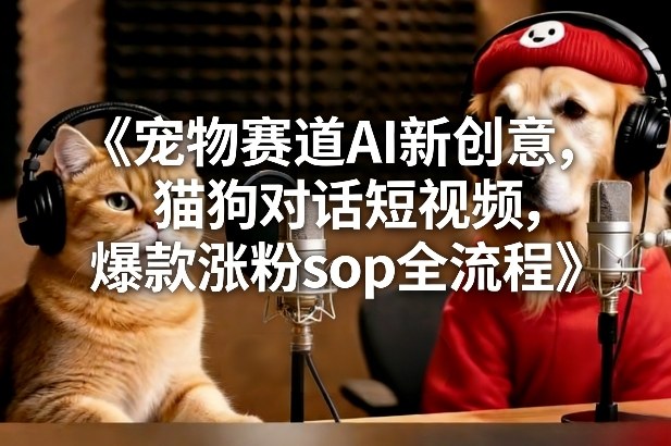 宠物赛道AI新创意，猫狗对话短视频，爆款涨粉sop全流程——生财有道创业项目网-生财有道