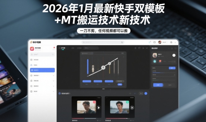 图片[1]-2026年1月最新快手双模板+MT搬运技术，一刀不剪，任何视频都可以搬——生财有道创业项目网-生财有道