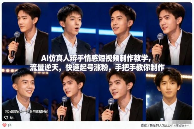 图片[1]-AI仿真人辩手情感短视频制作教学，流量逆天，快速起号涨粉，手把手教你制作——生财有道创业项目网-生财有道