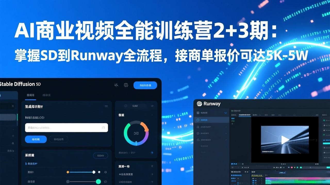 (17235期)AI商业视频全能训练营2+3期:掌握SD到Runway全流程,接商单报价可达5K-5W_生财有道创业项目网-生财有道
