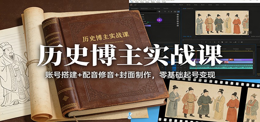 历史博主实战课：账号搭建+配音修音+封面制作，零基础起号变现_生财有道创业网-生财有道
