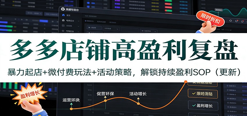 多多店铺高盈利复盘：暴力起店+微付费玩法+活动策略，解锁持续盈利SOP（更新）_生财有道创业网-生财有道