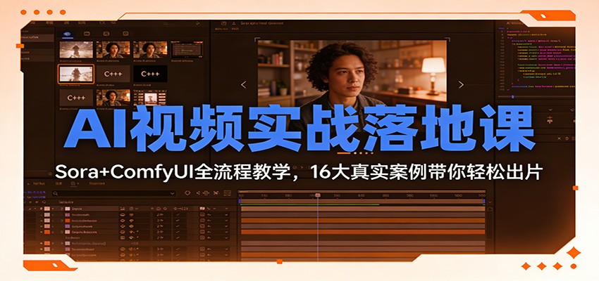AI视频实战落地课：Sora+ComfyUI全流程教学，16大真实案例带你轻松出片_生财有道创业网-生财有道