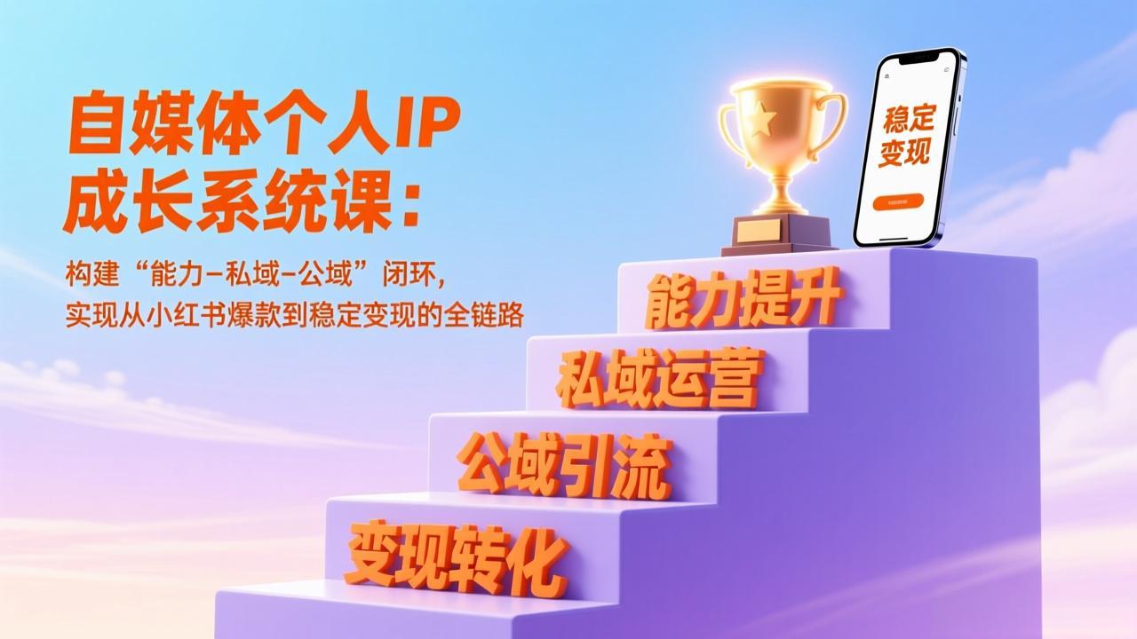 (17192期)自媒体个人IP成长系统课:构建“能力-私域-公域”闭环,实现从小红书爆款到稳定变现的全链路_生财有道创业项目网-生财有道