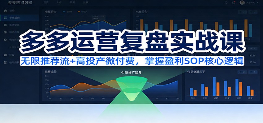 多多运营复盘实战课:无限推荐流+高投产微付费,掌握盈利SOP核心逻辑(更新)_生财有道创业网-生财有道