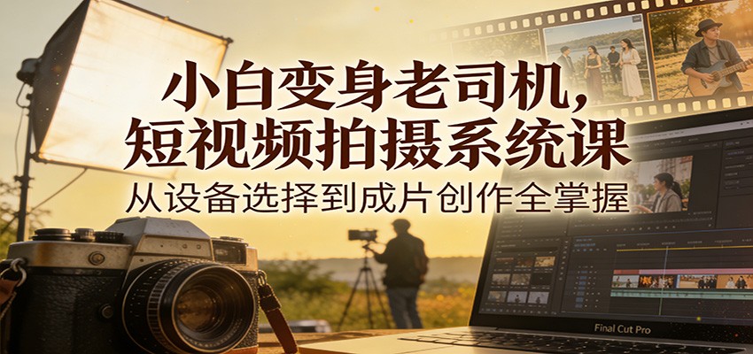 小白变身老司机,短视频拍摄系统课,从设备选择到成片创作全掌握_生财有道创业网-生财有道