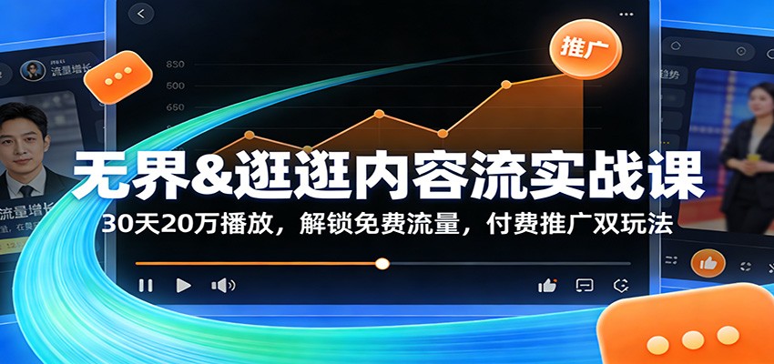 无界&逛逛内容流实战课：30天20万播放，解锁免费流量，付费推广双玩法_生财有道创业网-生财有道