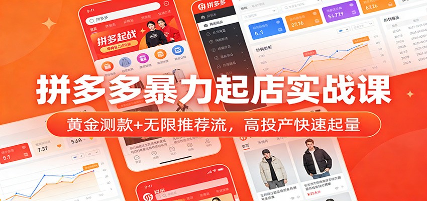 拼多多暴力起店实战课：黄金测款+无限推荐流，高投产快速起量_生财有道创业网-生财有道