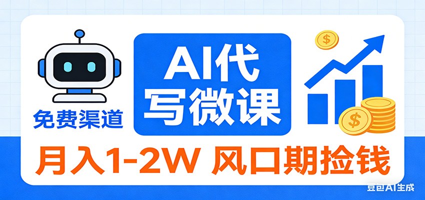 2026告别打工！AI 代写微课，提供免费渠道，月入 1-2W 风口期捡钱_生财有道创业网-生财有道