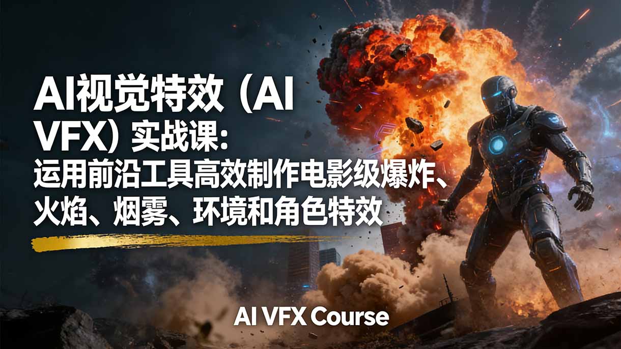 图片[1]-（17212期）AI视觉特效（AI VFX）实战课：运用前沿工具高效制作电影级爆炸、火焰、烟雾、环境和角色特效_生财有道创业项目网-生财有道