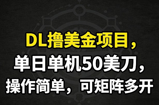 DL撸美金项目，单日单机50美刀，操作简单，可矩阵多开——生财有道创业项目网-生财有道