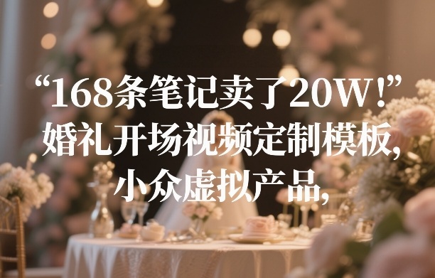 168条笔记卖了20W！婚礼开场视频定制模板，小众虚拟产品——生财有道创业项目网-生财有道