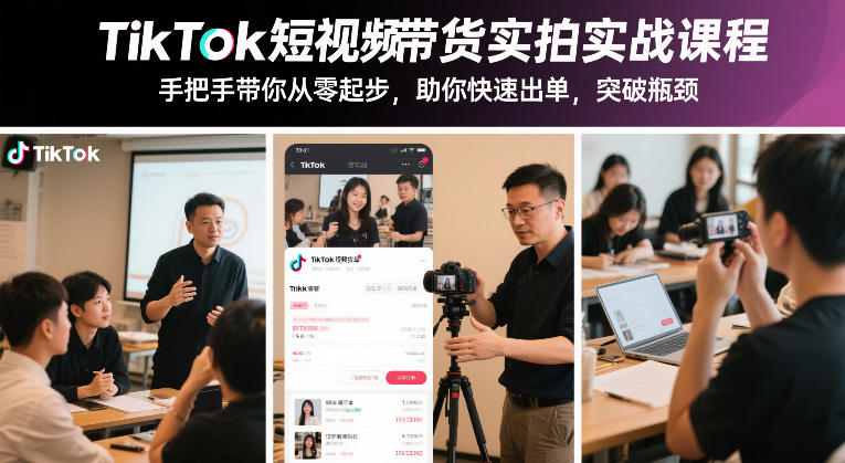 TikTok短视频带货实拍实战课程,手把手带你从零起步,助你快速出单,突破瓶颈——生财有道创业项目网-生财有道