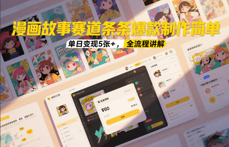 漫画故事赛道条条爆款制作简单,单日变现5张+,全流程讲解——生财有道创业项目网-生财有道