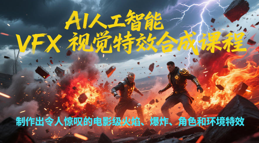 图片[1]-AI人工智能VFX视觉特效合成课程，制作出令人惊叹的电影级火焰、爆炸、角色和环境特效——生财有道创业项目网-生财有道