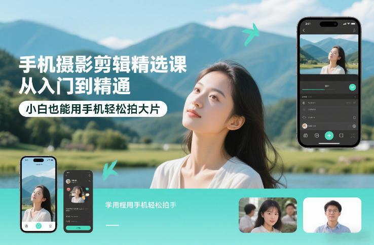 手机摄影剪辑精选课，从入门到精通，小白也能用手机轻松拍大片——生财有道创业项目网-生财有道