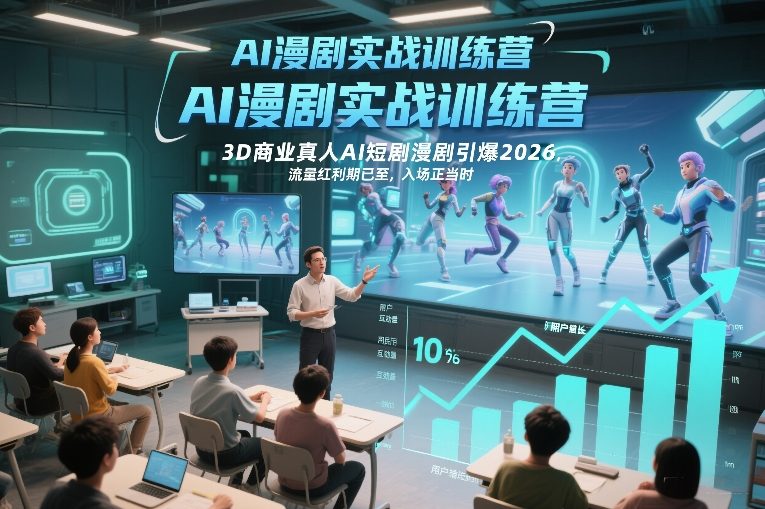 AI漫剧实战训练营，3D商业真人AI短剧漫剧引爆2026，流量红利期已至，入场正当时——生财有道创业项目网-生财有道