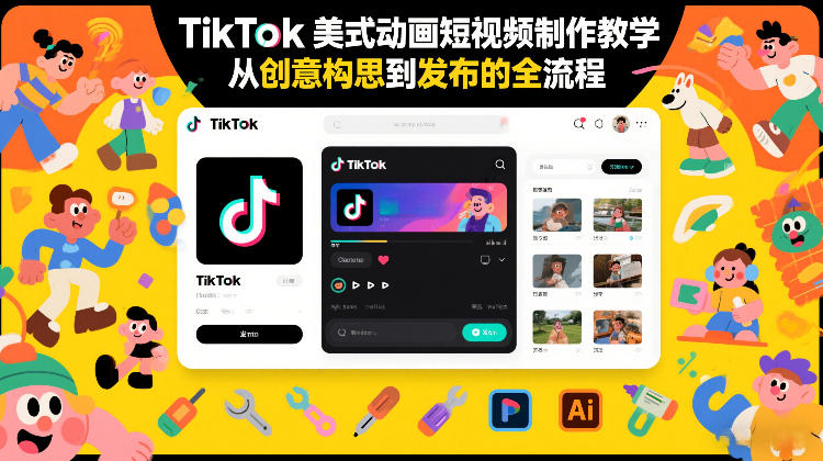 TikTok美式动画短视频制作教学,从创意构思到发布的全流程——生财有道创业项目网-生财有道