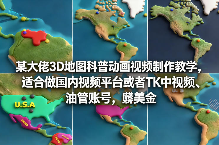 图片[1]-某大佬3D地图科普动画视频制作教学，适合做国内视频平台或者TK中视频、油管账号，賺美金——生财有道创业项目网-生财有道