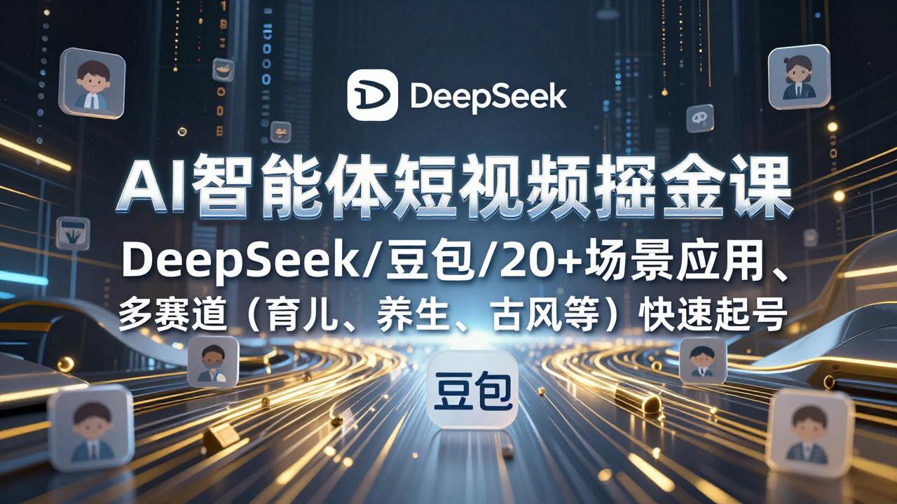 （17365期）AI智能体短视频掘金课，DeepSeek/豆包/20+场景应用、多赛道（育儿、养生、古风等）快速起号_生财有道创业项目网-生财有道