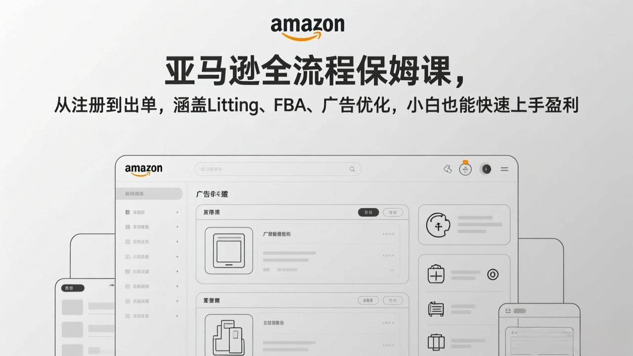 (17293期)亚马逊全流程保姆课,从注册到出单,涵盖Listing、FBA、广告优化,小白也能快速上手盈利_生财有道创业项目网-生财有道