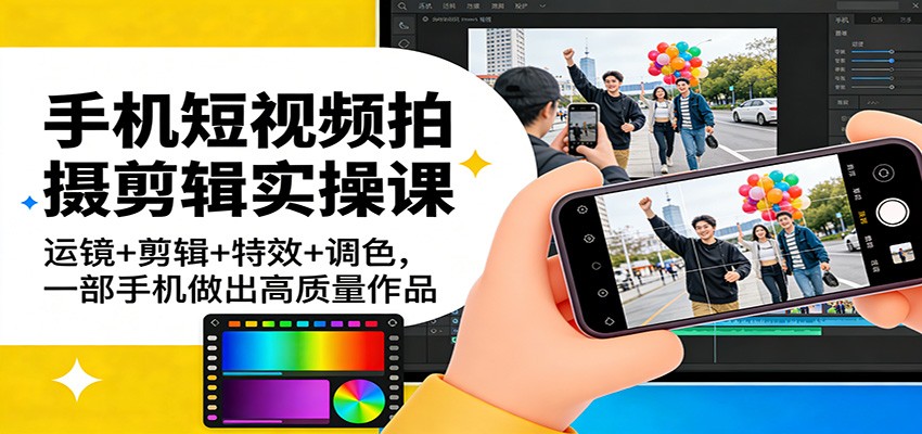 手机短视频拍摄剪辑实操课：运镜+剪辑+特效+调色，一部手机做出高质量作品_生财有道创业网-生财有道