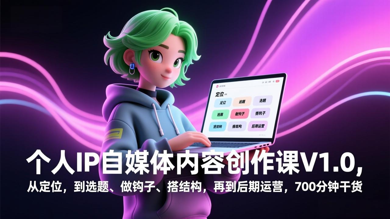 （17331期）个人IP自媒体内容创作课V1.0，从定位，到选题、做钩子、搭结构，再到后期运营，700分钟干货_生财有道创业项目网-生财有道