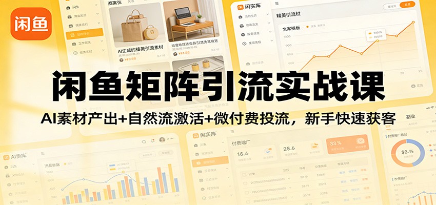 闲鱼矩阵引流实战课：AI素材产出+自然流激活+微付费投流，新手快速获客_生财有道创业网-生财有道